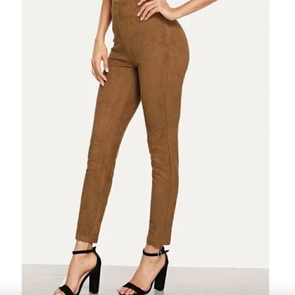 Splendid Brown Faux Suede HR Ankle Pants Size S - Picture 1 of 5